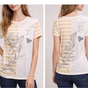 Anthropologie Postmark Striped Floral Graphic Tee